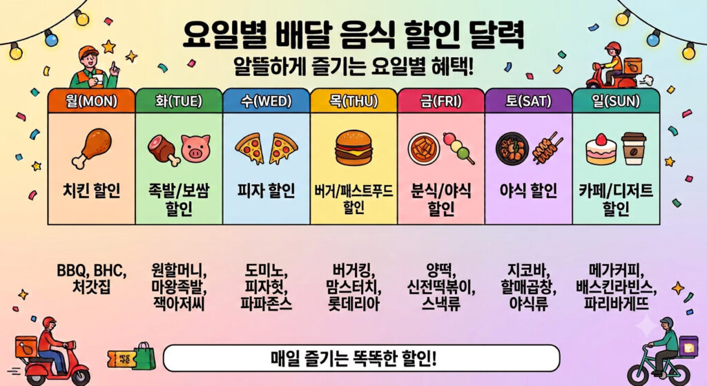 배달앱 100% 활용법 - 요일별 브랜드 제휴 할인