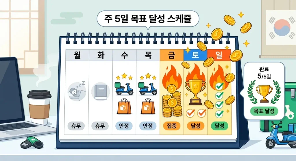 라이더 실제수익 - 요일별 매출 패턴 분석